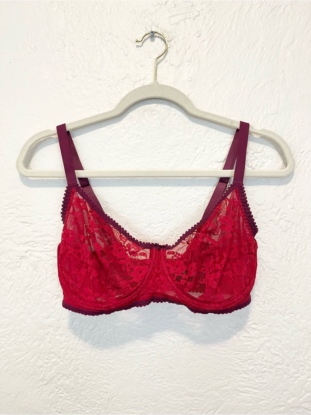 Natori Balconette Bra Red Lace 32DDD